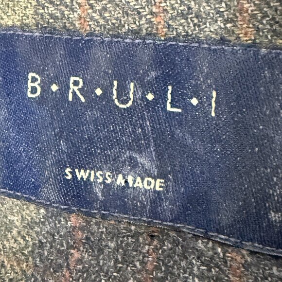 Bruli Long Sleeve Button Up Plaid Shirt Olive Green Purple Dk. Gray Sz Medium - Picture 2 of 9